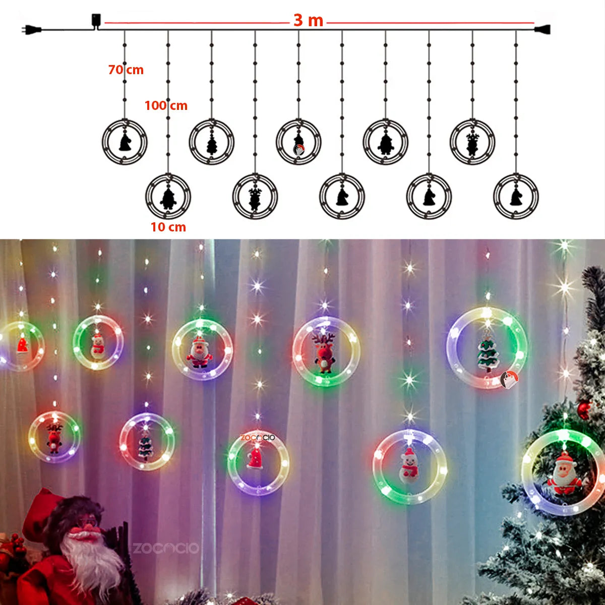 "MagicLed" luces con Figuras Navideñas (3 Metros)