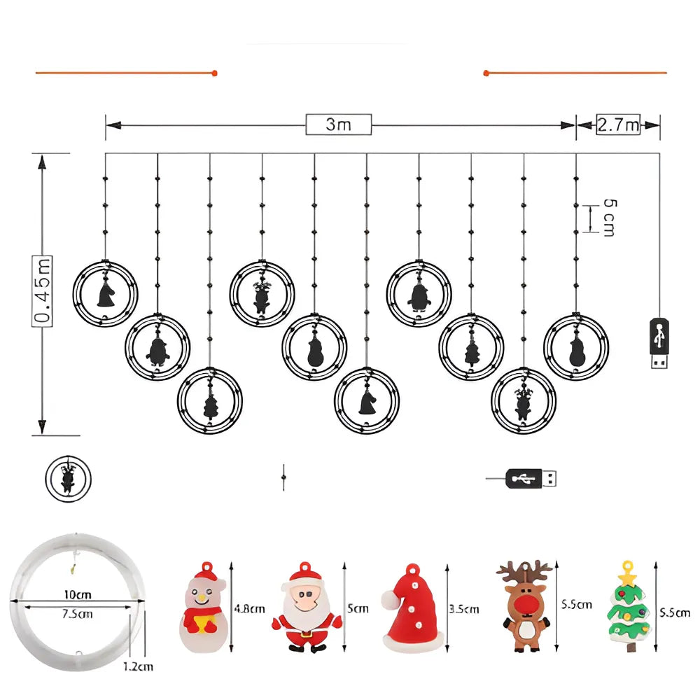 "MagicLed" luces con Figuras Navideñas (3 Metros)
