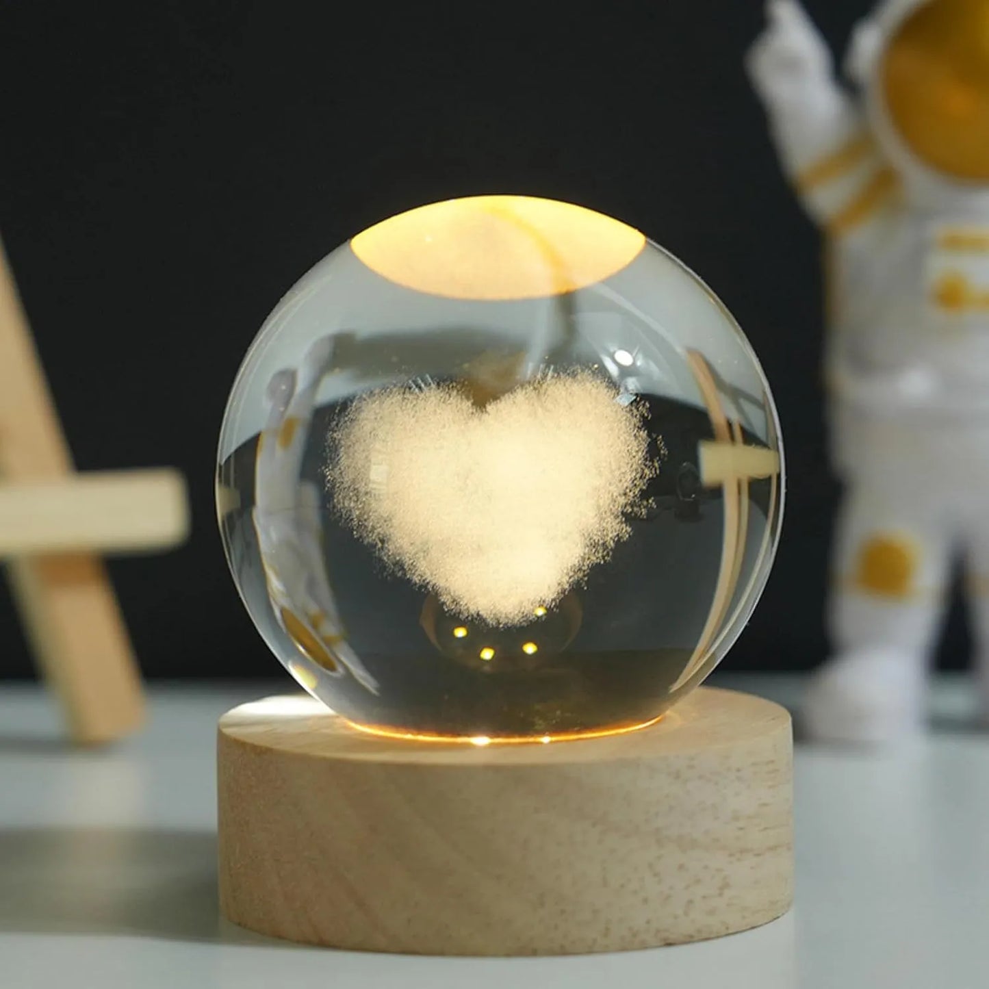 "Luminus Galaxy" Lampara Esfera 3D + Base en madera