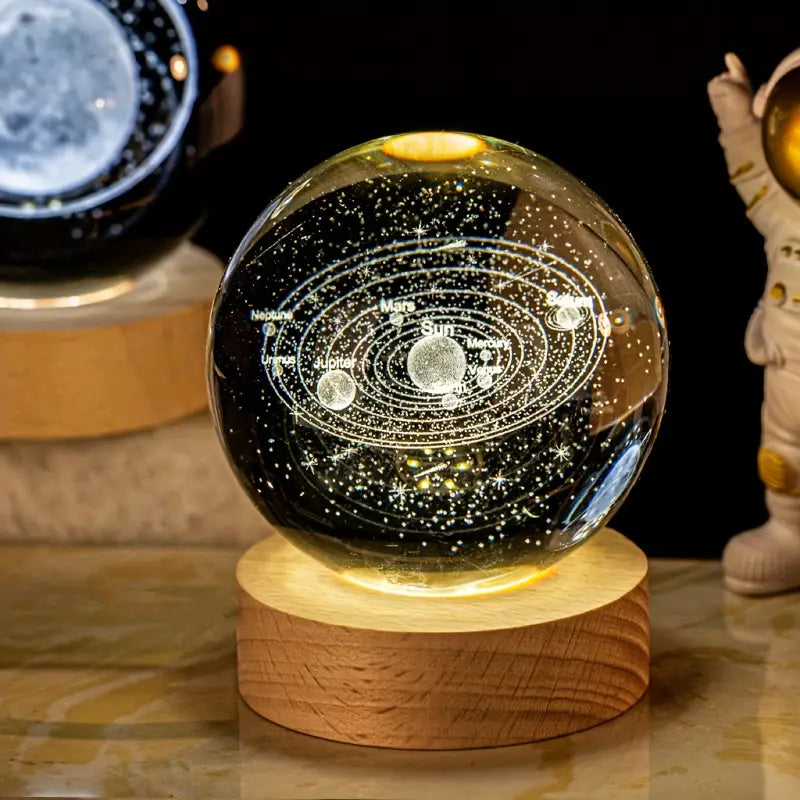 "Luminus Galaxy" Lampara Esfera 3D + Base en madera