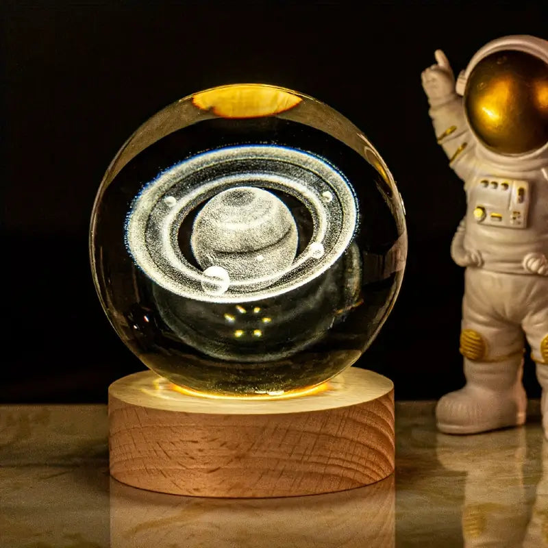 "Luminus Galaxy" Lampara Esfera 3D + Base en madera