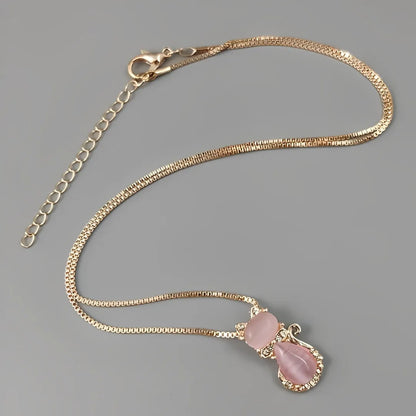 Collar Gato Cuarzo Rosa