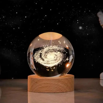 "Luminus Galaxy" Lampara Esfera 3D + Base en madera